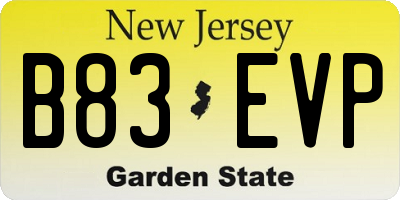 NJ license plate B83EVP