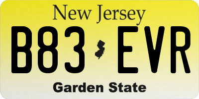 NJ license plate B83EVR