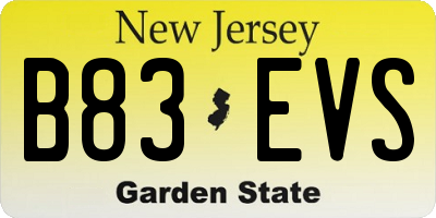 NJ license plate B83EVS