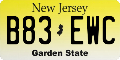 NJ license plate B83EWC