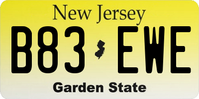 NJ license plate B83EWE