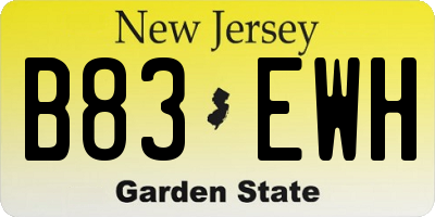 NJ license plate B83EWH