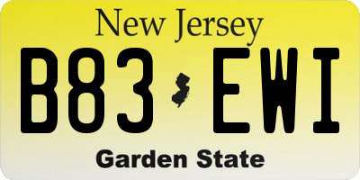 NJ license plate B83EWI