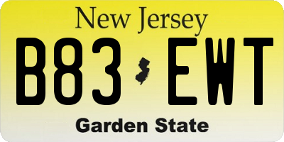 NJ license plate B83EWT