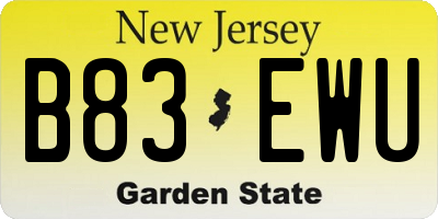 NJ license plate B83EWU