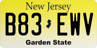 NJ license plate B83EWV