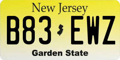 NJ license plate B83EWZ