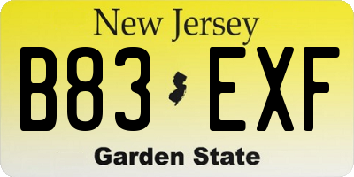 NJ license plate B83EXF