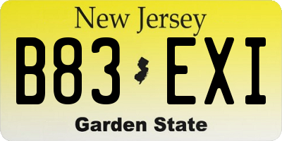 NJ license plate B83EXI