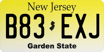 NJ license plate B83EXJ