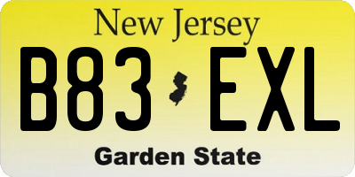 NJ license plate B83EXL