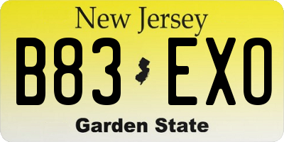 NJ license plate B83EXO
