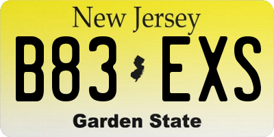 NJ license plate B83EXS