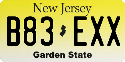 NJ license plate B83EXX