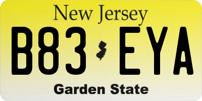 NJ license plate B83EYA