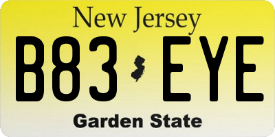 NJ license plate B83EYE