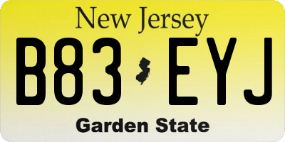 NJ license plate B83EYJ