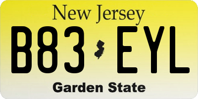 NJ license plate B83EYL