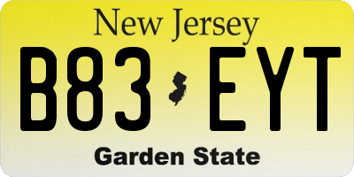 NJ license plate B83EYT