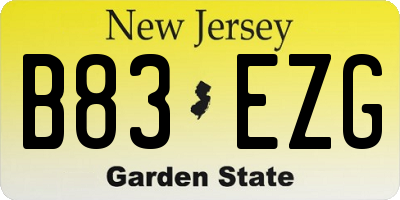 NJ license plate B83EZG
