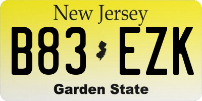 NJ license plate B83EZK