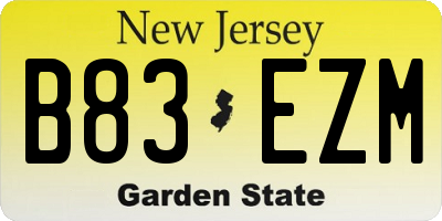 NJ license plate B83EZM