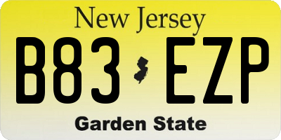 NJ license plate B83EZP