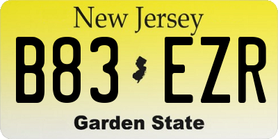 NJ license plate B83EZR