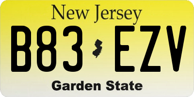 NJ license plate B83EZV