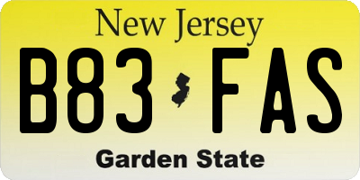 NJ license plate B83FAS