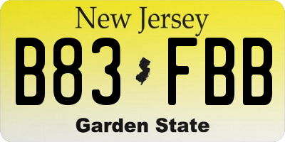 NJ license plate B83FBB
