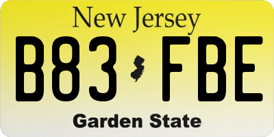 NJ license plate B83FBE