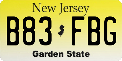 NJ license plate B83FBG