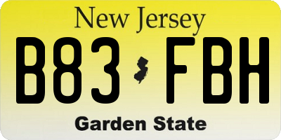 NJ license plate B83FBH