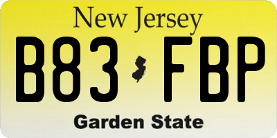 NJ license plate B83FBP