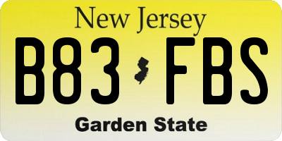 NJ license plate B83FBS