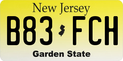 NJ license plate B83FCH