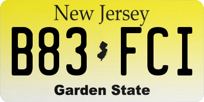 NJ license plate B83FCI