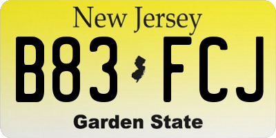 NJ license plate B83FCJ