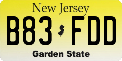 NJ license plate B83FDD