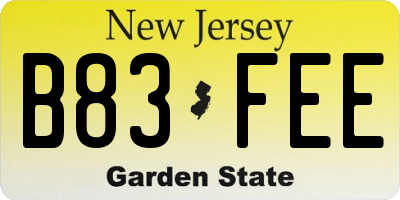 NJ license plate B83FEE