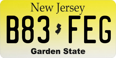 NJ license plate B83FEG