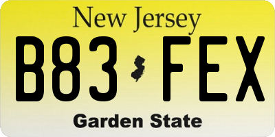 NJ license plate B83FEX