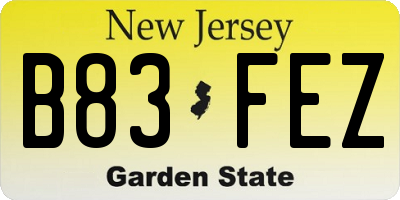NJ license plate B83FEZ