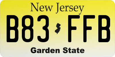NJ license plate B83FFB