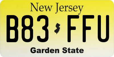 NJ license plate B83FFU
