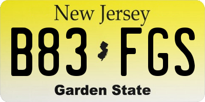 NJ license plate B83FGS