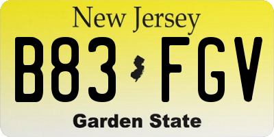 NJ license plate B83FGV