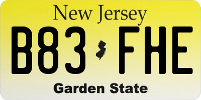 NJ license plate B83FHE