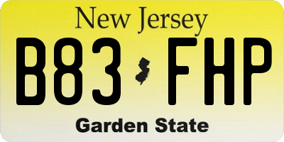 NJ license plate B83FHP